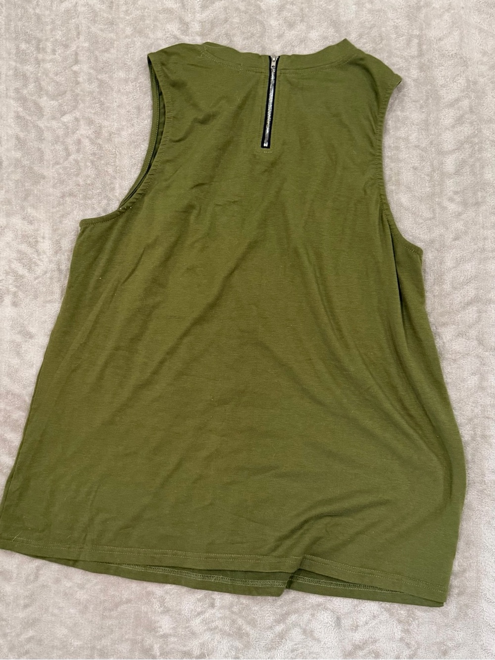 Kikiberry Olive Green High Neck Tank Top XL Back Zip Casual Edgy